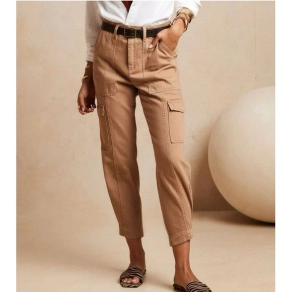 Banana Republic Pants - Banana Republic High Rise Tapered Utility Pants Iced Latte 12 Tan Cargo Safari
